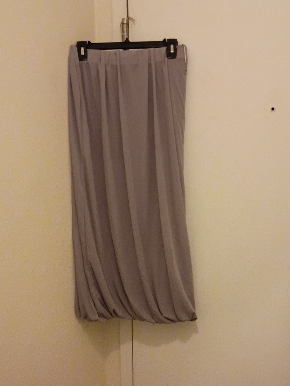 Zara Light Gray Maxi Bubble-Hem Skirt